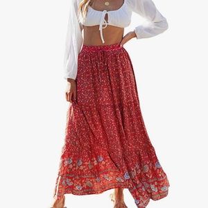 Bohemian Floral A Line Maxi Skirt